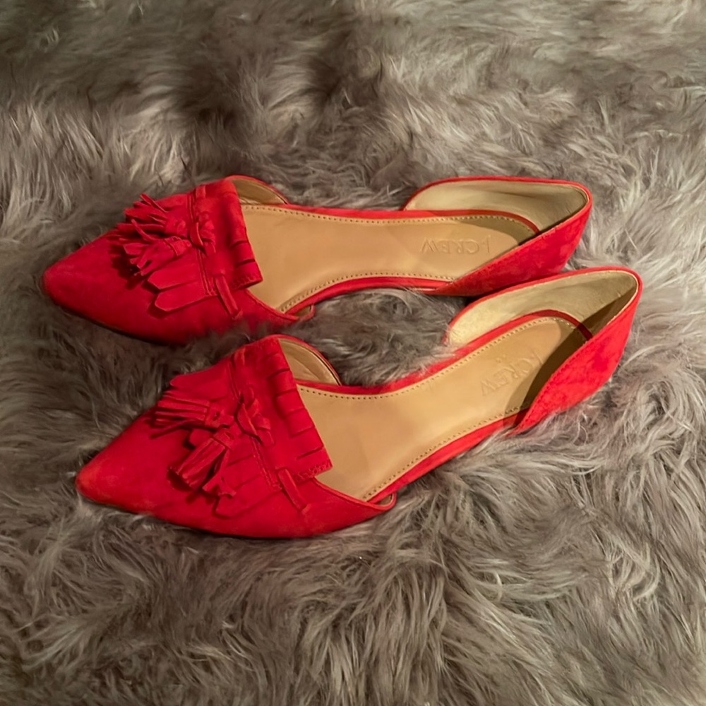Jcrew Suede D Orsay Tassel Flats